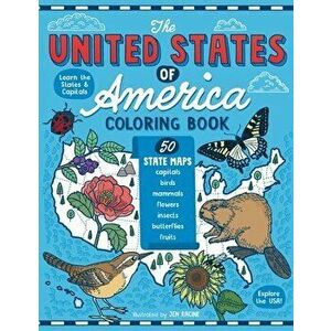 The United States of America Coloring Book: Fifty State Maps with Capitals and Symbols like Motto, Bird, Mammal, Flower, Insect, Butterfly or Fruit - imagine