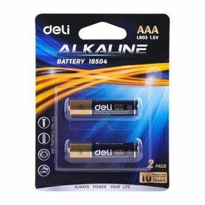 Set 2 Baterii Alcaline Deli R3, AAA, Baterii Deli AAA, Baterii AAA, Set Baterii AAA, Set Baterii R3, Baterii Tip AAA, imagine
