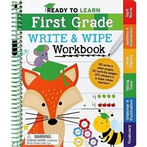 Ready to Learn: First Grade Write and Wipe Workbook: Fractions, Measurement, Telling Time, Descriptive Writing, Sight Words, and More! - *** imagine