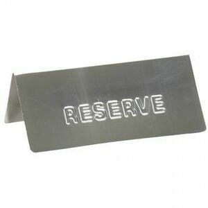 Set 10 placute inox cu mesaj Reserve, mesaj pentru rezervare in restaurant/bar/bistro/cafenea, semn Rezervat, 12.5 x 5 cm imagine