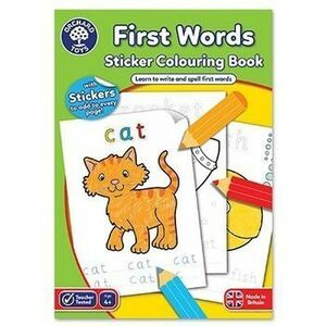 Carte de colorat cu activitati in limba engleza si abtibilduri Primele cuvinte FIRST WORDS imagine