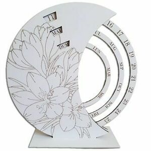 Calendar de birou 3D universal, personalizabil laser cut, cu suport, lemn alb, 20cm imagine