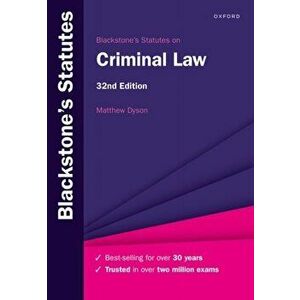 Blackstone's Statutes on Criminal Law. 32 Revised edition, Paperback - *** imagine