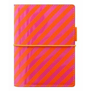 Filofax Pocket Domino Patent orange/pink stripes organiser, Paperback - *** imagine