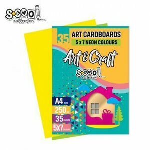 Carton color A4, 250g, 35 coli, 7 culori neon/set - S-COOL imagine