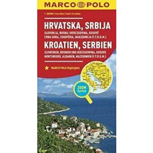 Croatia and Serbia Marco Polo Map. Includes Slovenia, Bosnia and Hercegovina, Kosovo, Montenegro, Albania and North Macedonia, Sheet Map - Marco Polo imagine