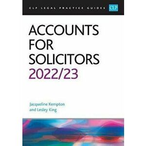 Accounts for Solicitors 2022/2023. Legal Practice Course Guides (LPC), Revised ed, Paperback - Kempton imagine