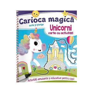 Carioca magica. Scrie si sterge: Unicorni. Carte cu activitati imagine