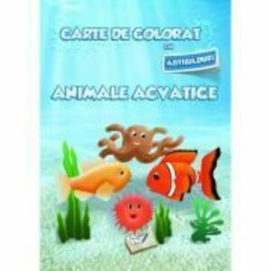 Animale acvatice. Carte de colorat cu abțibilduri imagine