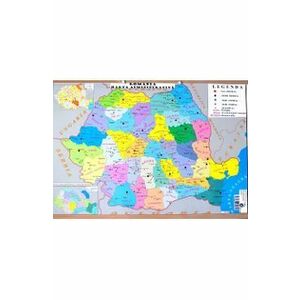 Harta de perete. Romania. Harta Administrativa + Harta Fizica imagine
