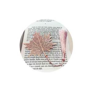 Semn de carte metalic - Frunză de arțar (roz-auriu) imagine