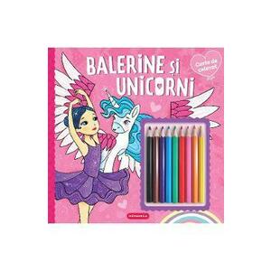 Balerine si unicorni. Carte de colorat imagine