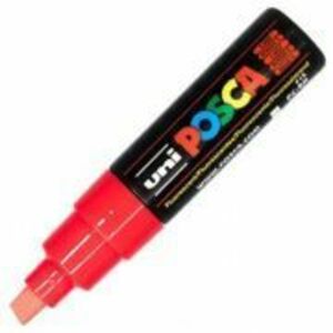 Marker UNI PC-8K 8. 0 mm, varf tesit, rosu fluorescent, Posca (M648) imagine