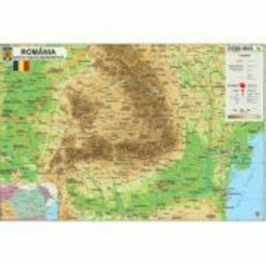 Harta Romania 50x70 cm, fizico-geografica/administrativa imagine