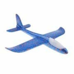 Avion din polistiren, 47 cm, cu led, albastru imagine