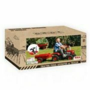 Tractor cu pedale si Remorca, rosu, 53x143x45 cm imagine