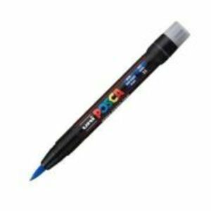 Marker pensula UNI Brush PCF-350, K, albastru, Posca (M420) imagine