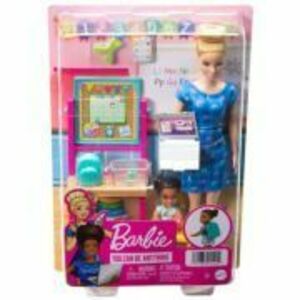Set mobilier cu papusa blonda profesoara Barbie Cariere imagine