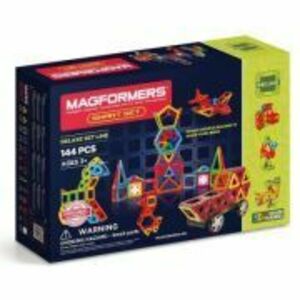 Joc magnetic de constructie Smart Set Creaturi Inteligente, 144 piese, Magformers imagine