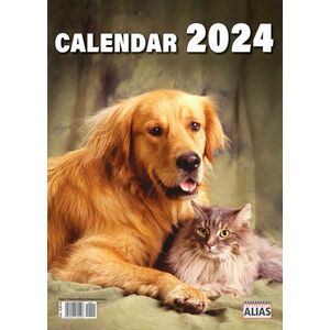 Calendar de perete 2024, 6+1 file Caini si pisici imagine