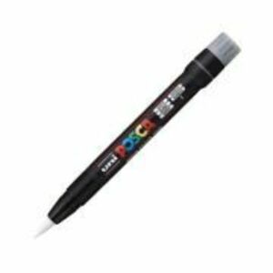 Marker pensula UNI Brush PCF-350, K, alb, Posca (M419) imagine