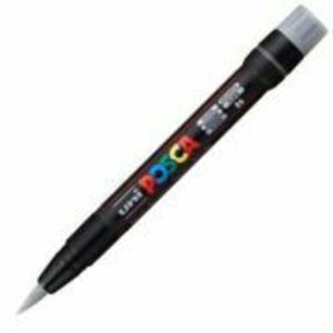 Marker pensula UNI Brush PCF-350, K, argintiu, Posca (M421) imagine