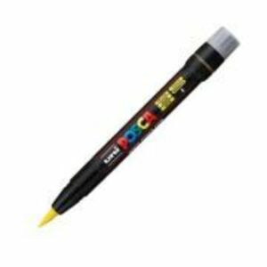 Marker pensula UNI Brush PCF-350, K, galben, Posca (M424) imagine