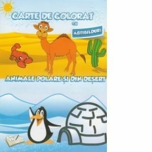 Carte de colorat cu abtibilduri. Animale polare si din desert imagine