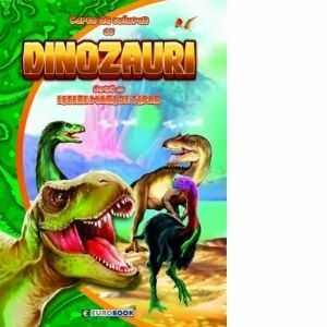 Carte de colorat cu dinozauri scrisa cu litere mari de tipar imagine