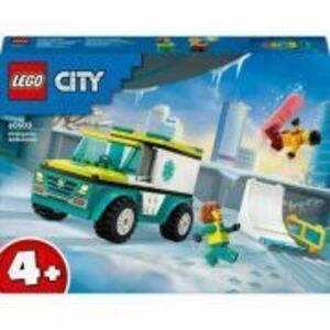 LEGO City. Ambulanta de urgenta si snowboarder 60403, 79 piese imagine