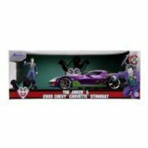 Masinuta metalica Chevy Corvette Stingray 2009 si figurina Joker, JadaToys imagine