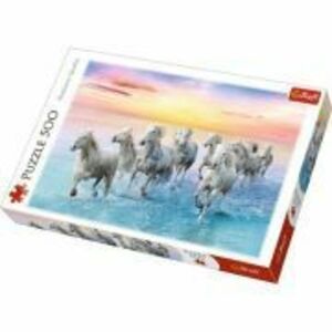 Puzzle cai albi galopand, 500 piese Trefl imagine