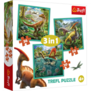 Puzzle 3in1 lumea extraordinara a dinozaurilor, Trefl imagine