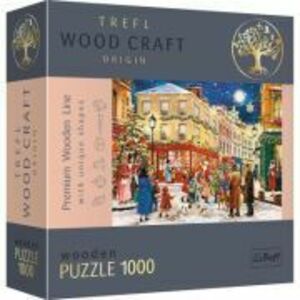 Puzzle din lemn strada pregatita de Craciun 1000 de piese imagine