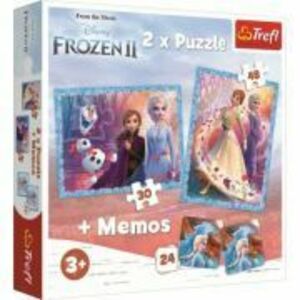 Puzzle 2in1 Memo Frozen tinutul misterios, Trefl imagine