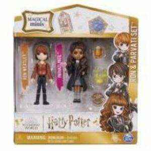 Set 2 figurine Ron si Parvati, Harry Potter Wizarding World Magical Minis imagine