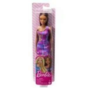 Papusa Barbie satena cu rochita, mov imagine