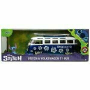 Autobuz metalic si figurina stitch, jada, scara 1: 24 imagine