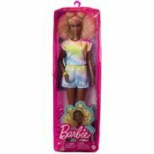Papusa cu par afro blond Barbie Fashionista imagine