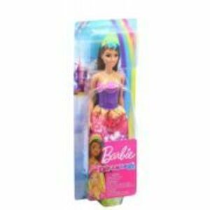 Papusa printesa cu coronita galbena Barbie Dreamtopia imagine