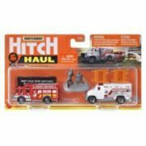 Set 2 vehicule scara 1: 64 Matchbox Hitch&Haul Fire rescue Hazard Squad Ambulance imagine