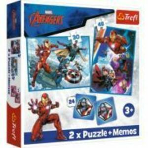 Puzzle 2-in-1 Memo Avengers Eroii in actiune, Trefl imagine