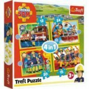 Puzzle 4-in-1 Ajutoarele pompierului Sam, Trefl imagine