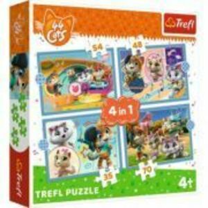 Puzzle 44 Cats 4-in-1 Echipa pisicilor, Trefl imagine