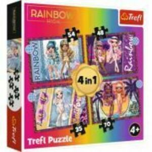 Puzzle Rainbow High 4-in-1 Papusile fashion Trefl imagine