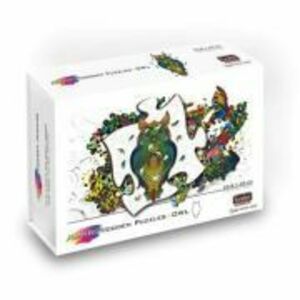 Puzzle din lemn multicolorat, Bufnita, 137 piese imagine