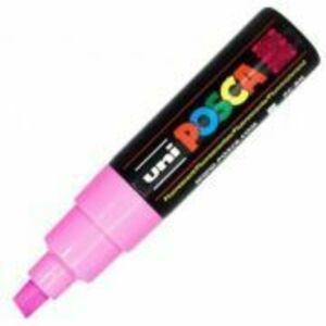 Marker UNI PC-8K 8. 0 mm, varf tesit, roz fluorescent, Posca (M649) imagine