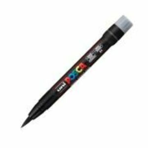 Marker pensula UNI Brush PCF-350, K, negru, Posca (M425) imagine