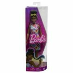 Papusa Barbie Fashionista satena cu ochelari de soare galbeni imagine
