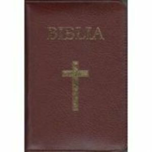 Biblia medie, 063, coperta piele, grena, cu cruce, margini aurii, repertoar, fermoar imagine